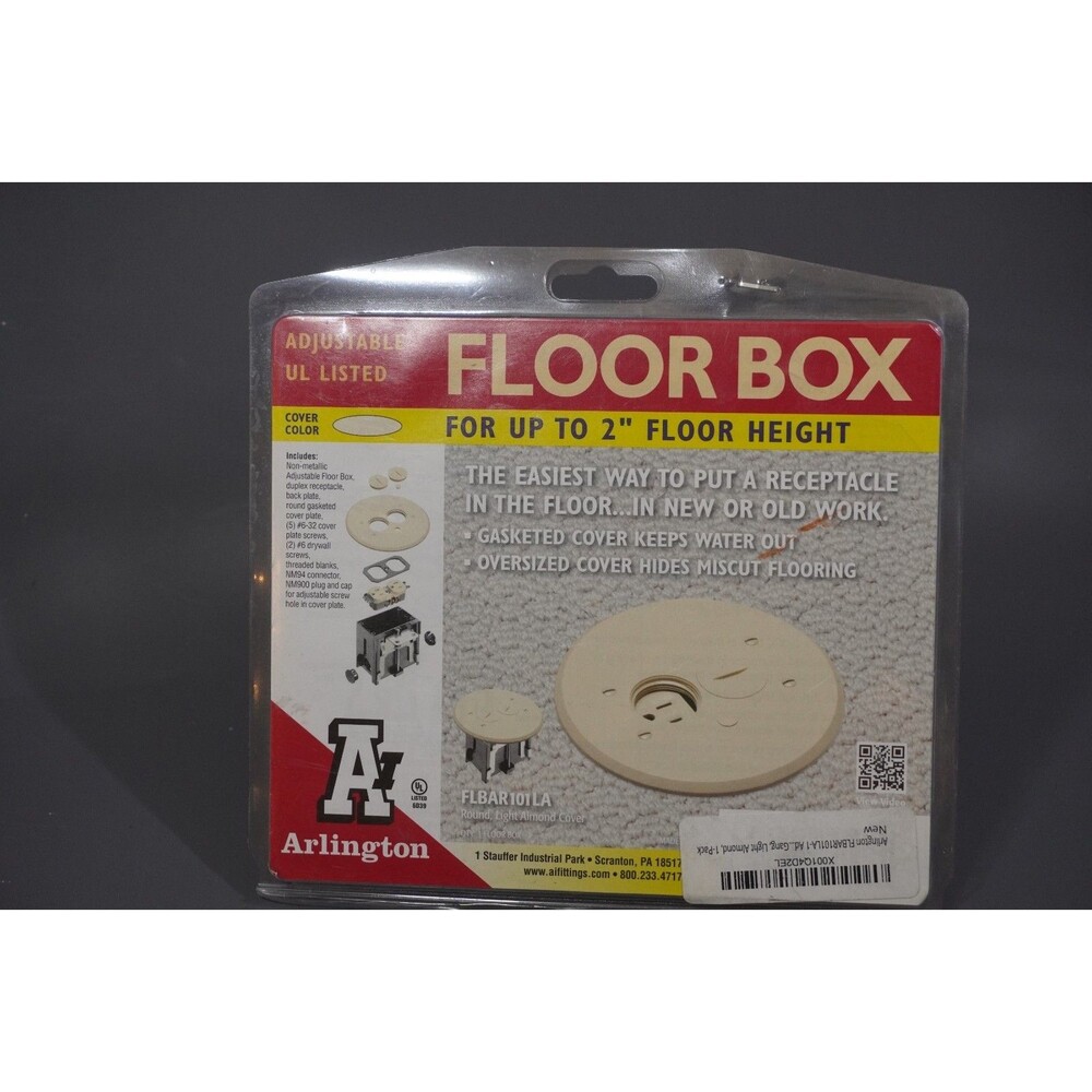 Arlington FLBAR101LA Adjustable Floor Box Kit Light Almond Round Outlet New